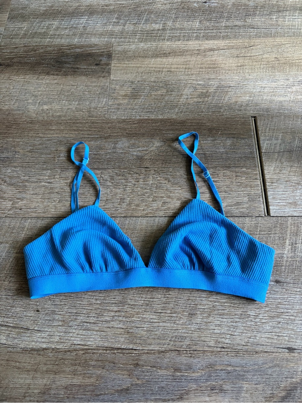 Princess Polly Bright Blue Ribbed Triangle Bralette